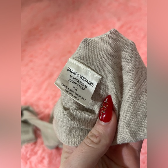 Zadig & Voltaire Nosfa Bis Skull Merino Wool Sweater XS Gray Rhinestone Skull - Picture 4 of 7